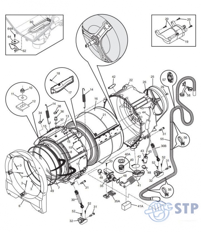 sin embargo el viento es fuerte Complejo STP Appliances, Diagrama: MOTOR - FFFS5115PA0 - LAVADORA FRIGIDAIRE